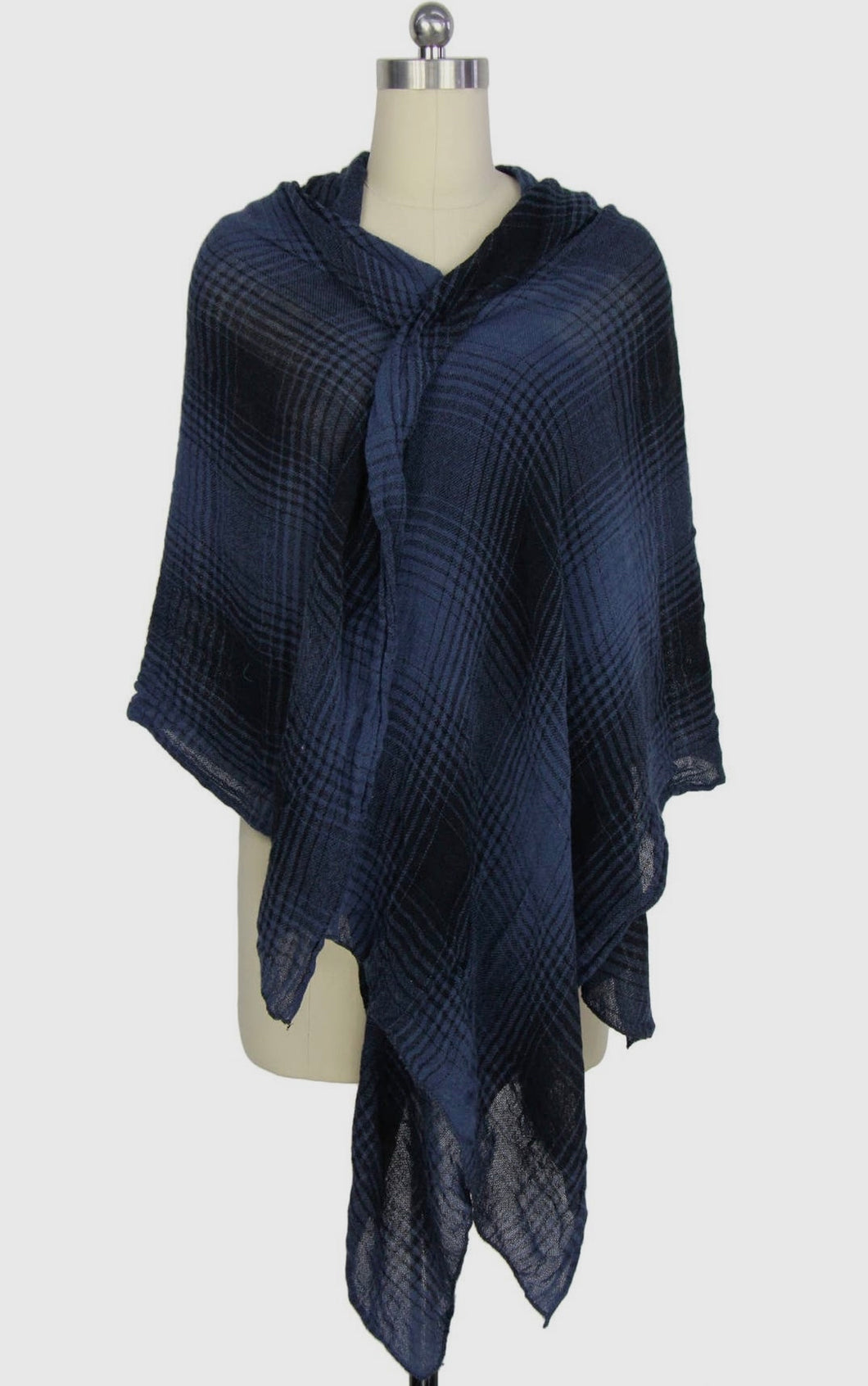 Blue and Black Plaid Scarf